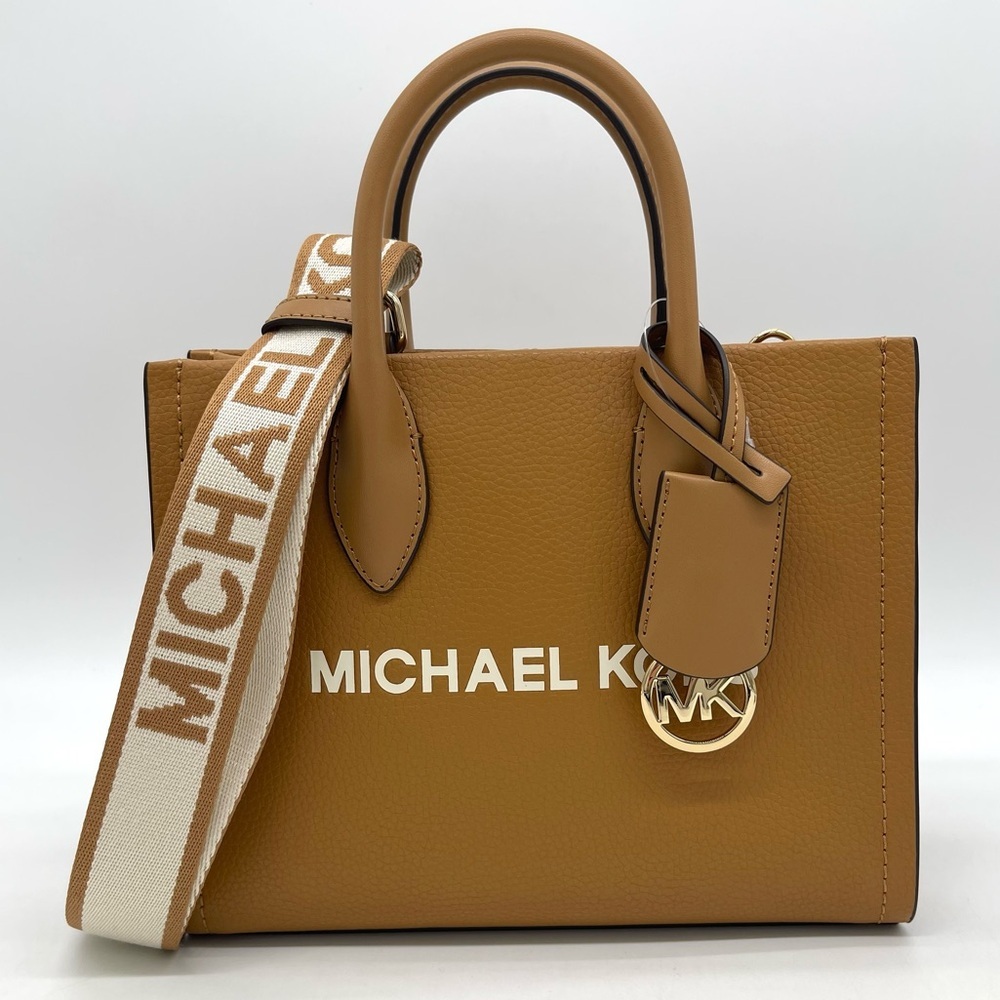 Michael Kors Small Mirella Pebbled Leather Top Zip Crossbody Bag